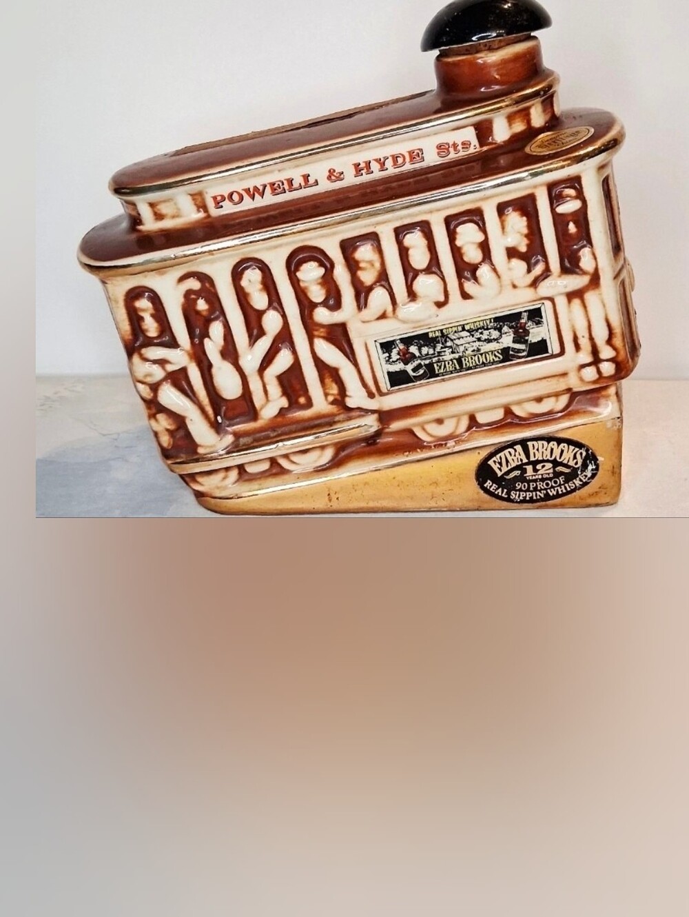 Vintage 1968 Ezra Brooks Powell & Hyde Sts Trolley Cable Car Whiskey Decanter